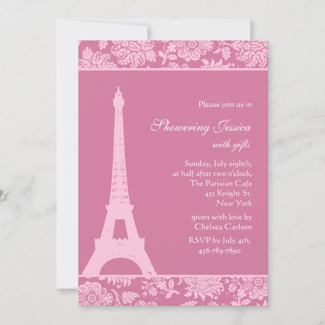 Invitation Rose de sucrerie dans la Fête de la mariée de (Devant)