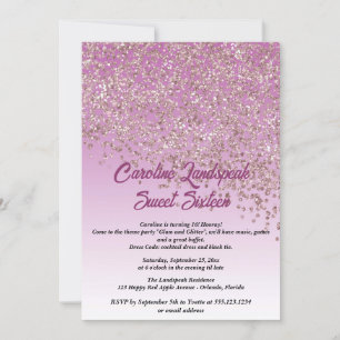 Invitation Rose de Sweet sixteen de Parties scinti