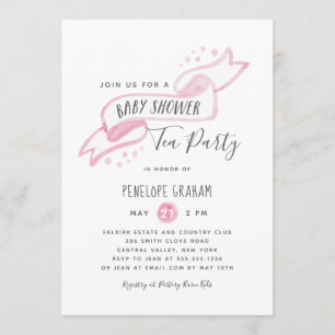 Invitation rose de thé de baby shower d'aquarelle