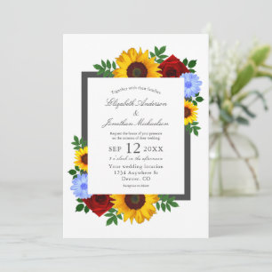 Invitation Rose de tournesol Automne Mariage floral