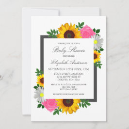 Invitation Rose de tournesol Daisy Baby shower floral