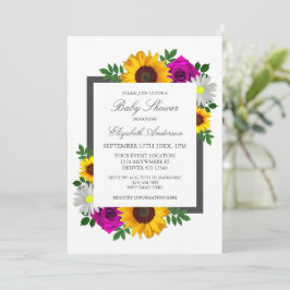 Invitation Rose de tournesol Daisy Baby shower floral