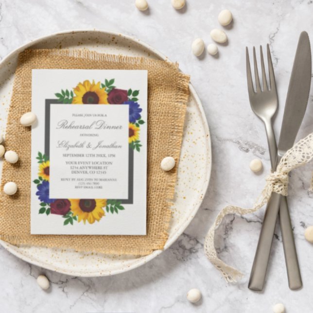 Invitation Rose de tournesol Floral Dîner de répétition Invit (Créateur téléchargé)