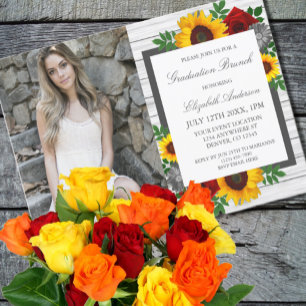 Invitation Rose de tournesol Floral Graduation Brunch