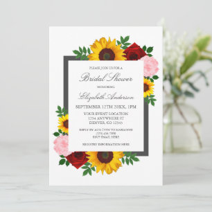Invitation Rose de tournesol pivoines Automne Fête des mariée