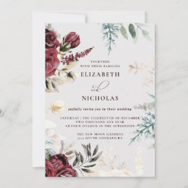 Invitation Rose de velours foncé bordeaux | Mariage d'hiver d