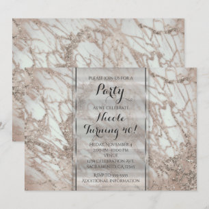 Invitation Rose de verre de marbre rose or Silver Party Invit