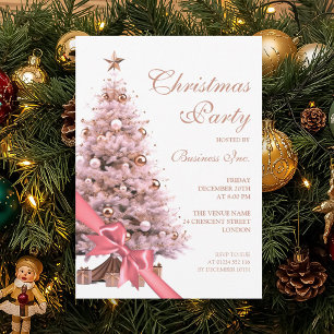 Invitation Rose d'entreprise Gold Christmas Tree Fête de Noël