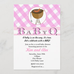 Invitation rose d'été de BBQ BabyQ de baby shower