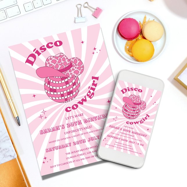 Invitation Rose | Disco Cowgirl Birthday Party (Disco Cowgirl Birthday Party Invitation Template)