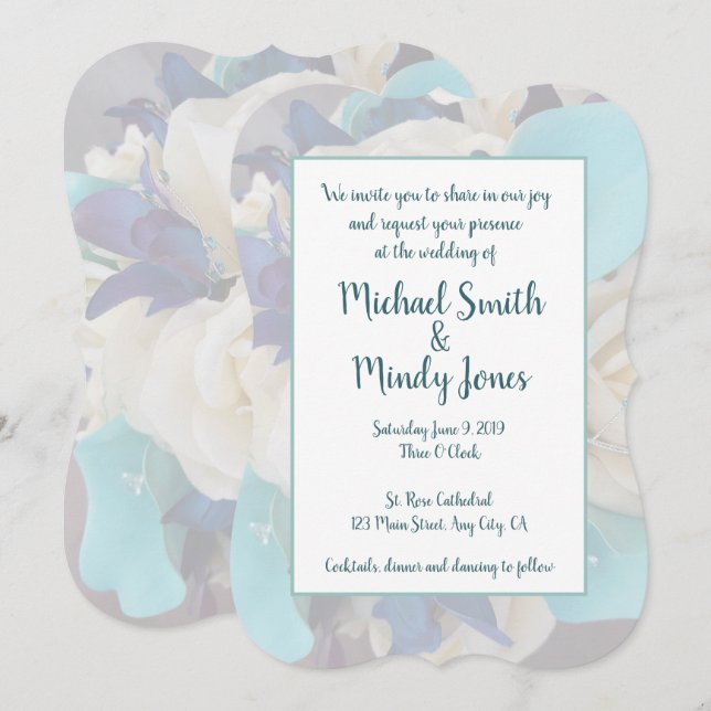 Invitation rose d'ivoire d'orchidée de galaxie et mariage tur (Devant / Derrière)