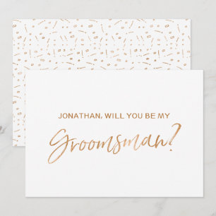 Invitation Rose d'or Hand a écrit "Serez-vous mon groomsman"