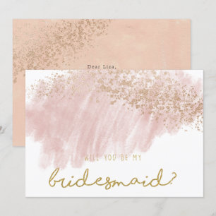 Invitation rose d'or rose brush splatz faux parties scintilla