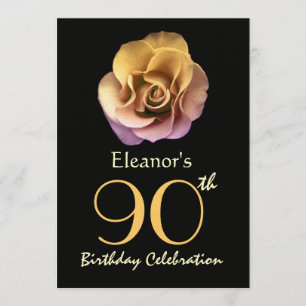 Invitation Rose d'or sophistiqué de la fête du 90e anniversai