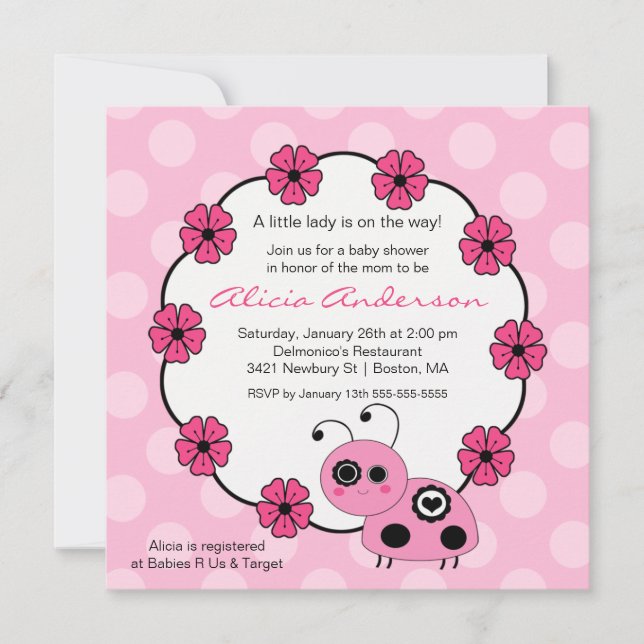 Invitation ROSE douce de baby shower de (Devant)