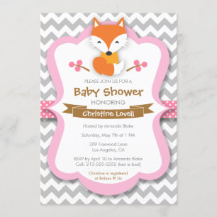Invitation rose douce de baby shower de Fox