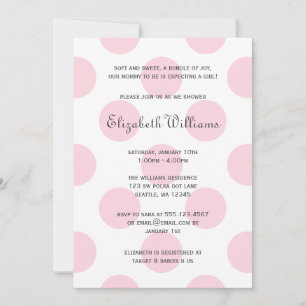 Invitation rose douce de douche de bébé de pois
