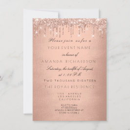 Invitation Rose Drips Gold Royal Parties scintillant 16e Fête