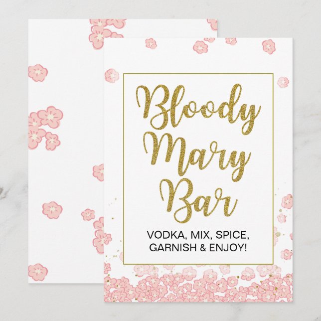 Invitation Rose du signe | de barre de Mary sanglante et Fête (Devant / Derrière)