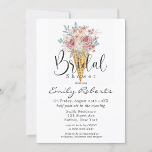 Invitation Rose Dusty Bleu Tan Ice Crème Cone Fête des mariée