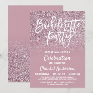 Invitation Rose Dusty Gold Pink Parties scintillant Ombre Bac
