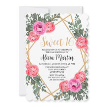 Rose Dusty Vert Flora Or Sweet 16