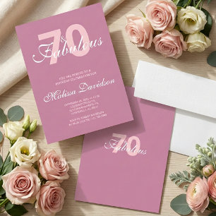 Invitation Rose Élégant 70 et Anniversaire Fabuleux