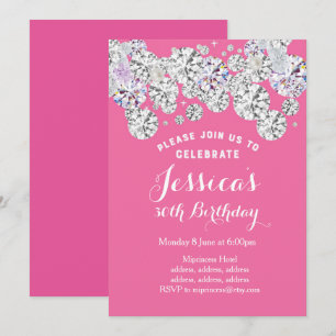 Invitation ROSE élégant diamant, parties scintillant invitati
