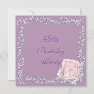 Invitation Rose Élégante & Diamants 45e Anniversaire