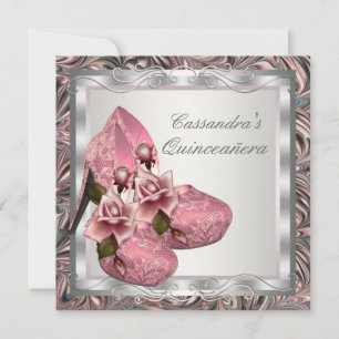 Invitation Rose Élégante Rose pour Quinceañera