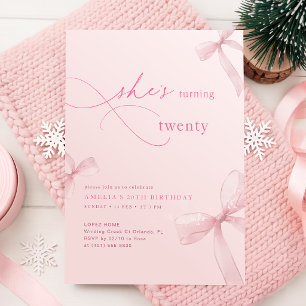 Invitation Rose Elle a vingt ans Filles 20e anniversaire