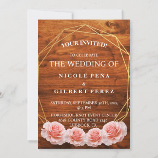 Invitation Rose en Bois