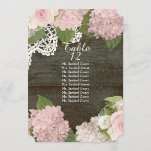 Invitation Rose en dentelle de bois foncé rustique Hydrangea 