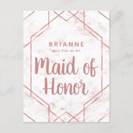 Invitation Rose en marbre blush Gold Maid of Honor Propositio