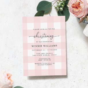 Invitation rose En vichy Christening
