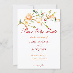 Invitation Rose et Berry Mariage de tiges d'aquarelle