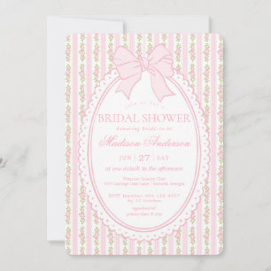Invitation Rose et Blanc Vintage Élégant Floral Réception de 