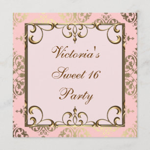 Invitation Rose et fête d'anniversaire d'or