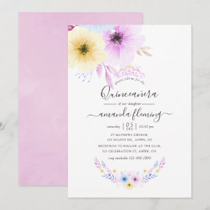 Invitation Rose et floral pastel pour Quinceañera