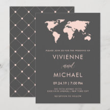 Rose et gris fumé | World Map Mariage