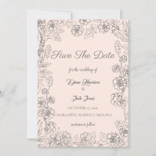 Invitation Rose et gris vierges Enregistrer le Mariage de dat