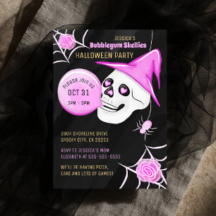 INVITATION ROSE ET NOIR BUBBLEGUM SKELLIES HALLOWEWEEN PARTY