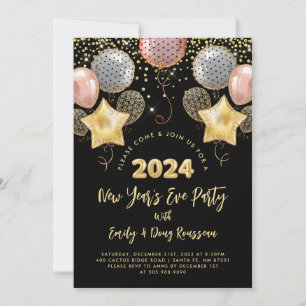 Invitation Rose et Parties scintillant d'or du Nouvel An mode