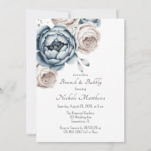 Invitation Rose et Parties scintillant Dusty Blue Peony Brunc