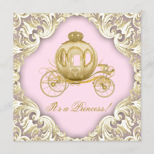 Invitation Rose et princesse royale baby shower de chariot