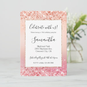 Invitation Rose et Rose Sparkle Ombre