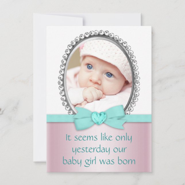 Invitation Rose et Turquoise Bleu Doux 16 Partie (Devant)