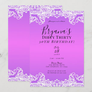 Invitation Rose et Violet Dentelle Blanche 30 30e Anniversair