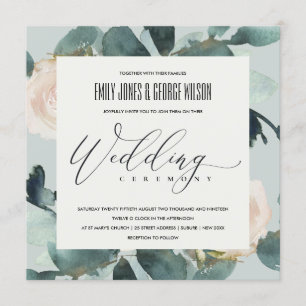 INVITATION ROSE EUCALYPTUS GRAY PINK FOLIAGE MARIAGE