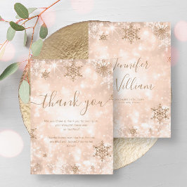 Invitation Rose festif Gold Winter Wedding Merci